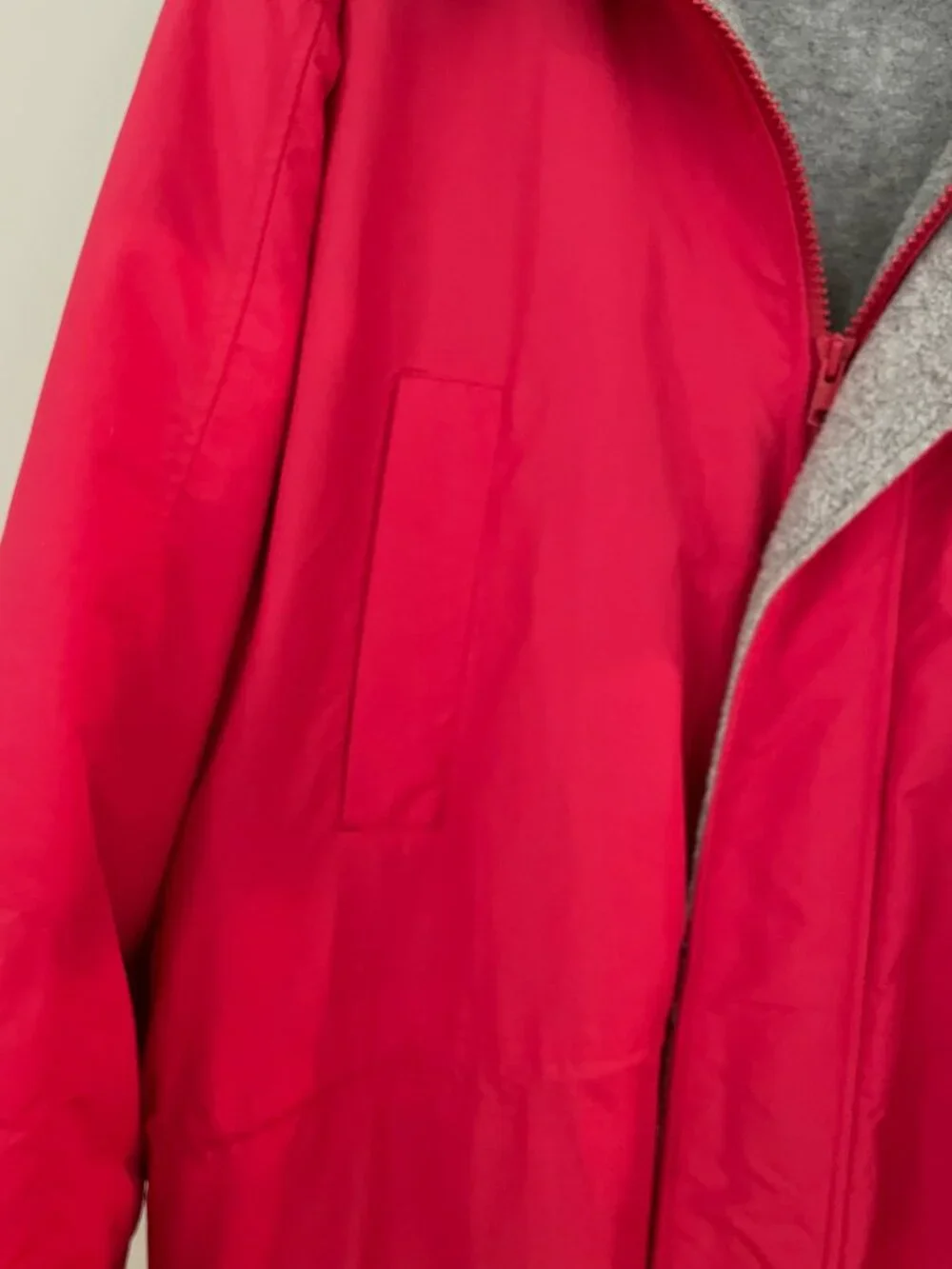 Lands' End Men's Long Hooded Game Day Tailgate  Sports Coat Parka Red L 42-44